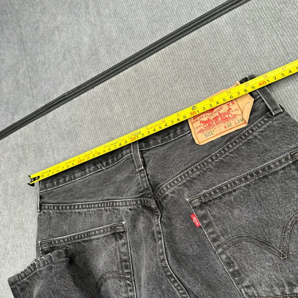 Vtg Levi 501 Original Fit Jeans W32 L29 Black Faded Straight Denim Mexico